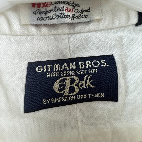 Gitman Bros Button-Down USA 14.5 34 TTX Cotton Oxford White Men Shirt Pocket - Picture 3 of 16